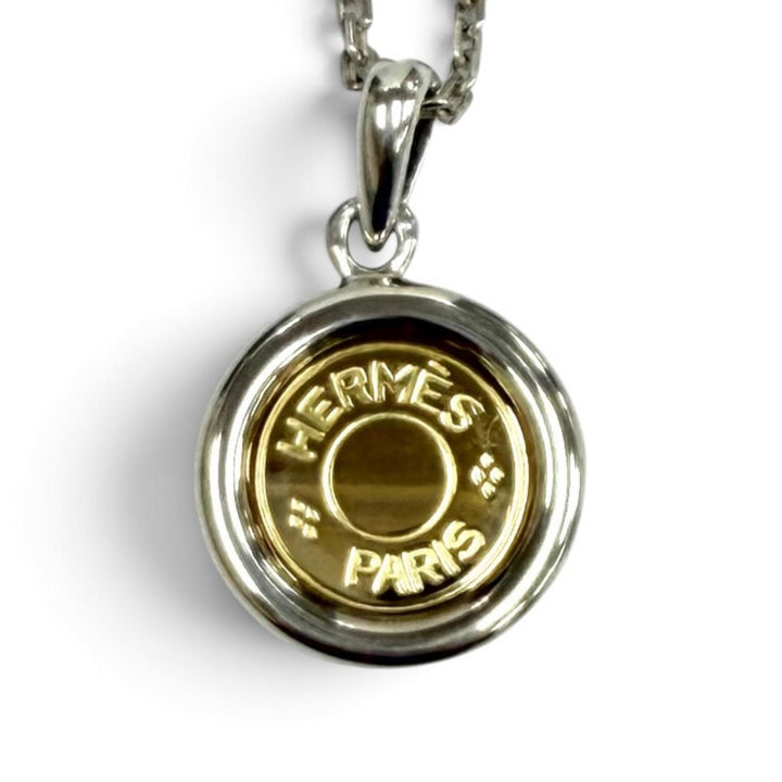 Excellent HERMES Necklace Serie Pendant Silver AU750 Women