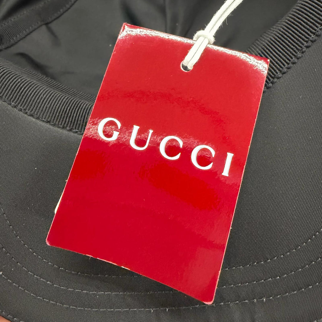 Pristine GUCCI cap Logo embossed baseball hat black Nylon mens XL 813461