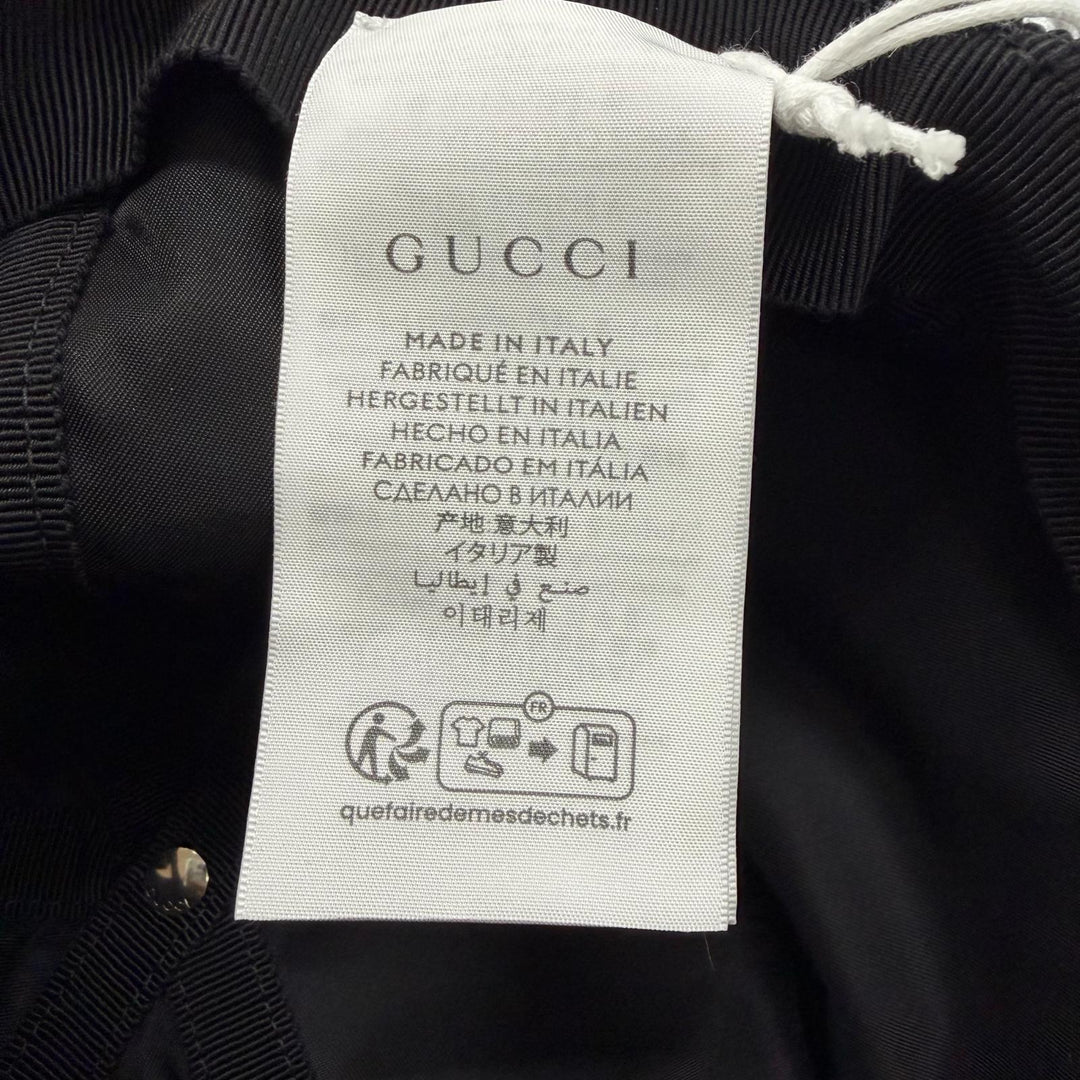Pristine GUCCI cap Logo embossed baseball hat black Nylon mens XL 813461