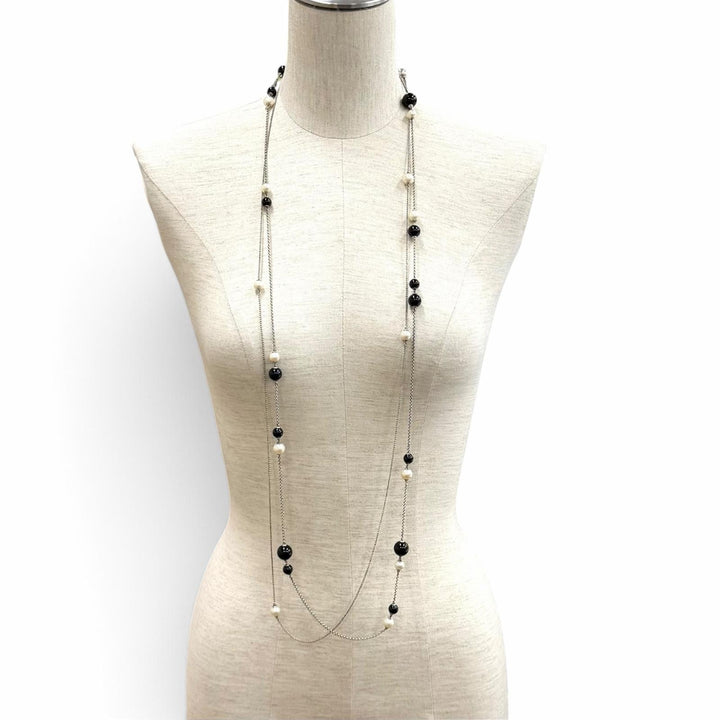 Great Georg Jensen Necklace station long black 925 Women