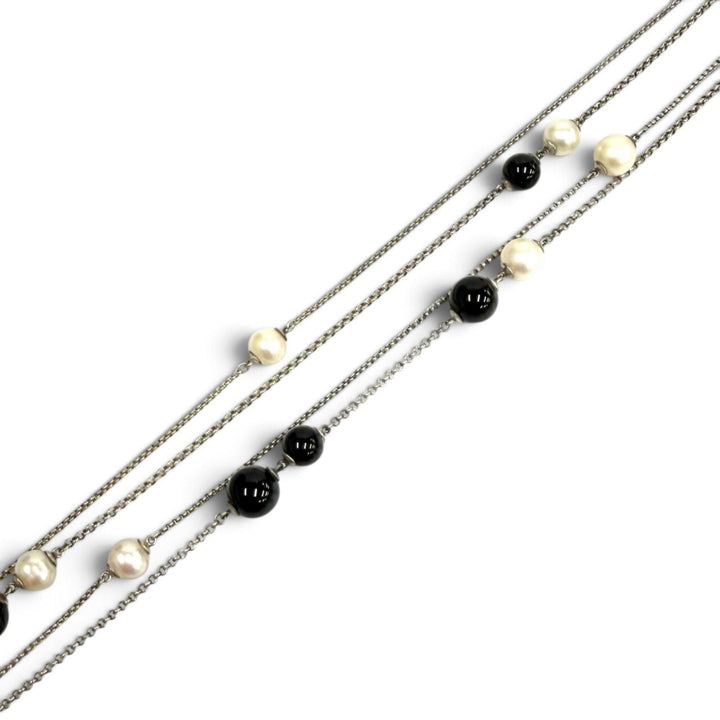 Great Georg Jensen Necklace station long black 925 Women