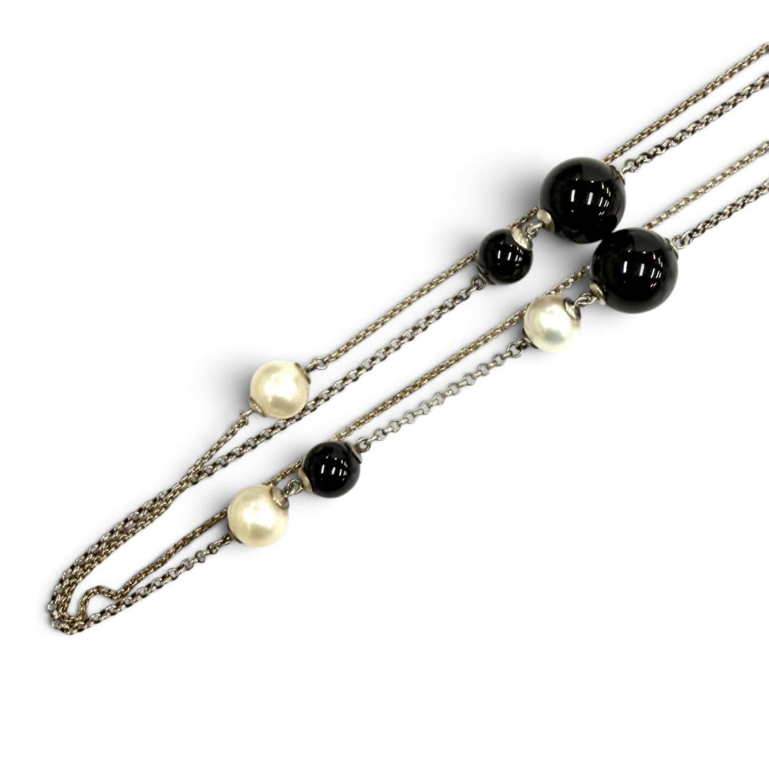 Great Georg Jensen Necklace station long black 925 Women
