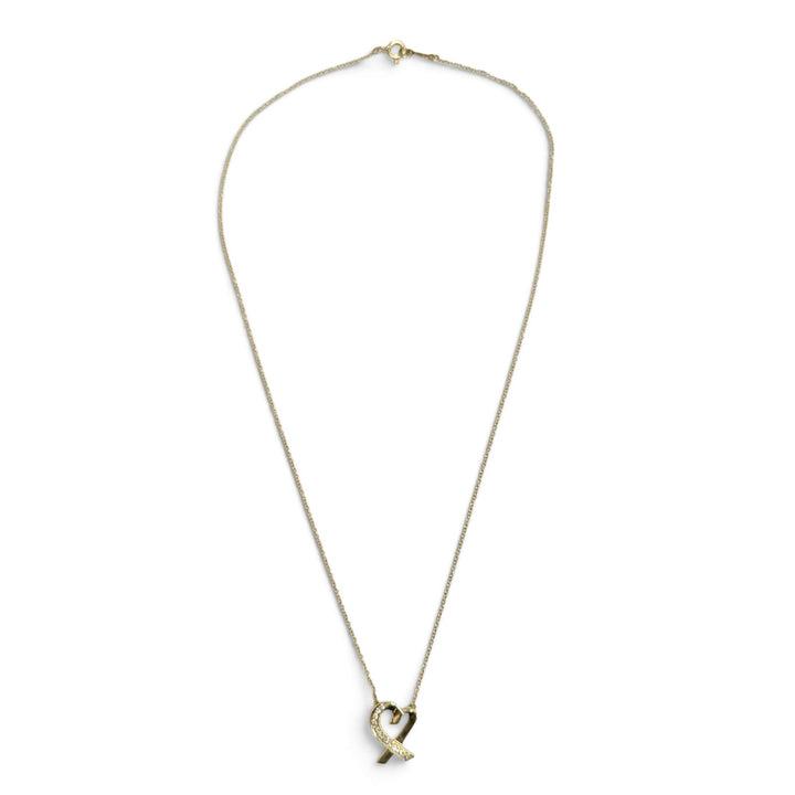 Excellent TIFFANY&Co. Necklace Rubbing Heart Diamond Necklace 750(YG)