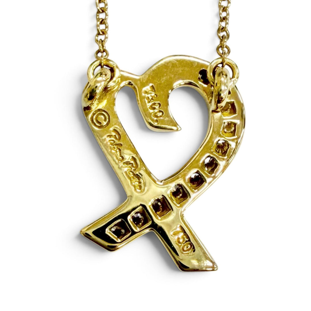 Excellent TIFFANY&Co. Necklace Rubbing Heart Diamond Necklace 750(YG)