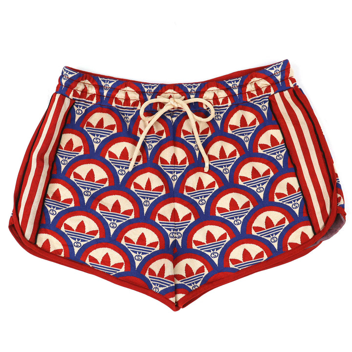 Excellent GUCCI adidas Shorts Trefoil Jacquard Red Rayon Women L 702873