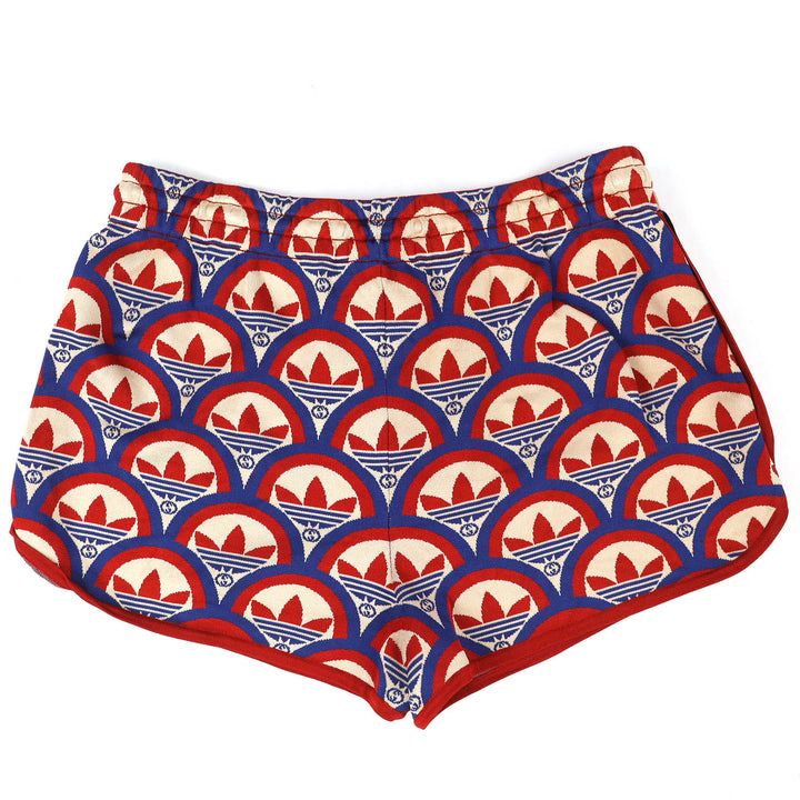 Excellent GUCCI adidas Shorts Trefoil Jacquard Red Rayon Women L 702873