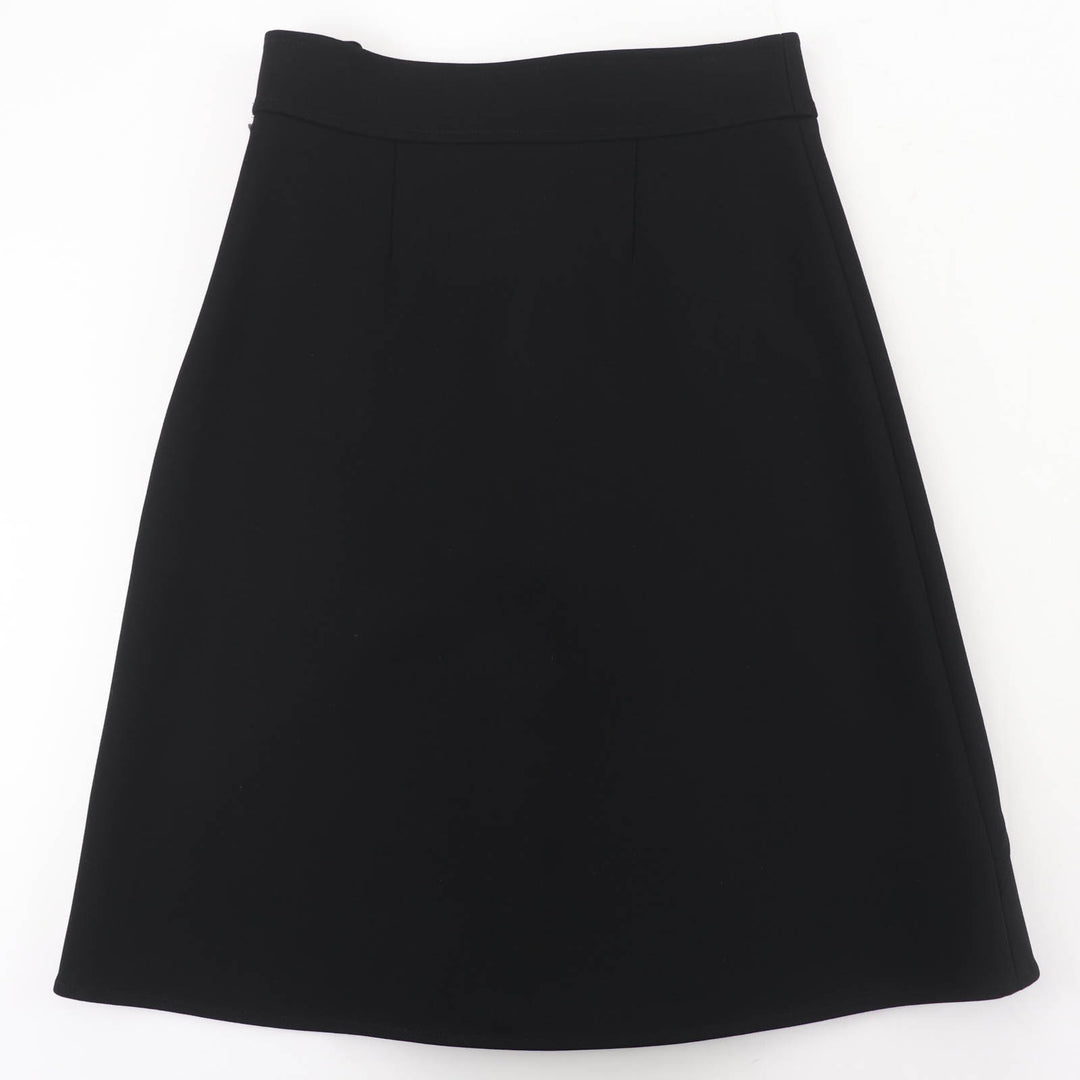 Excellent HERMES flare skirt Knee length black Rayon Women 36 3E0315DJ