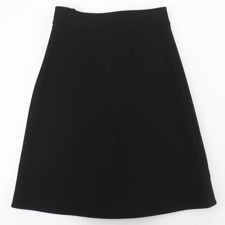 Excellent HERMES flare skirt Knee length black Rayon Women 36 3E0315DJ
