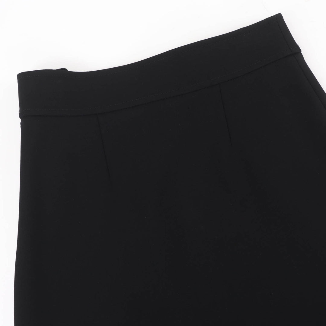 Excellent HERMES flare skirt Knee length black Rayon Women 36 3E0315DJ