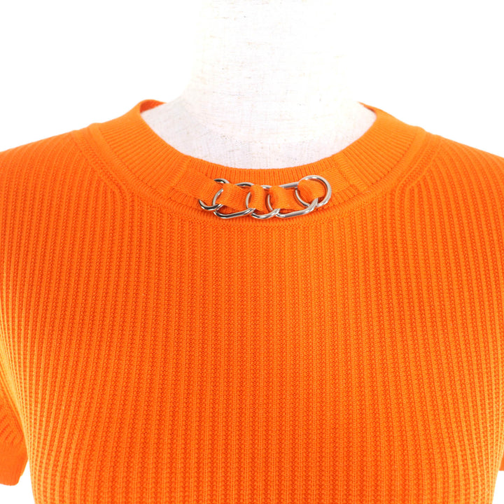 Excellent HERMES Crew neck, short-sleeved, ribbed knit top Rayon 34 3E2605D6