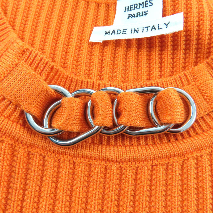 Excellent HERMES Crew neck, short-sleeved, ribbed knit top Rayon 34 3E2605D6