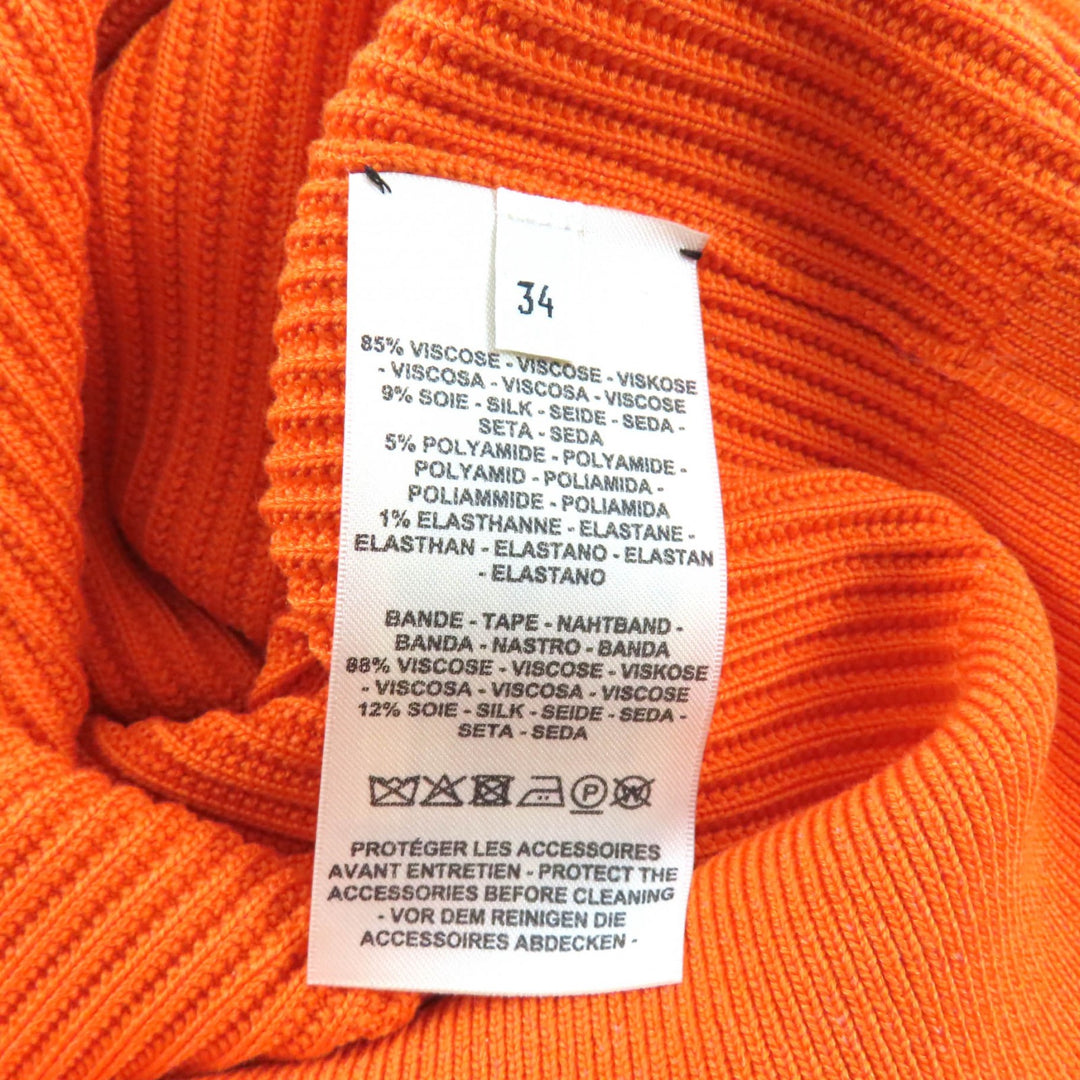 Excellent HERMES Crew neck, short-sleeved, ribbed knit top Rayon 34 3E2605D6