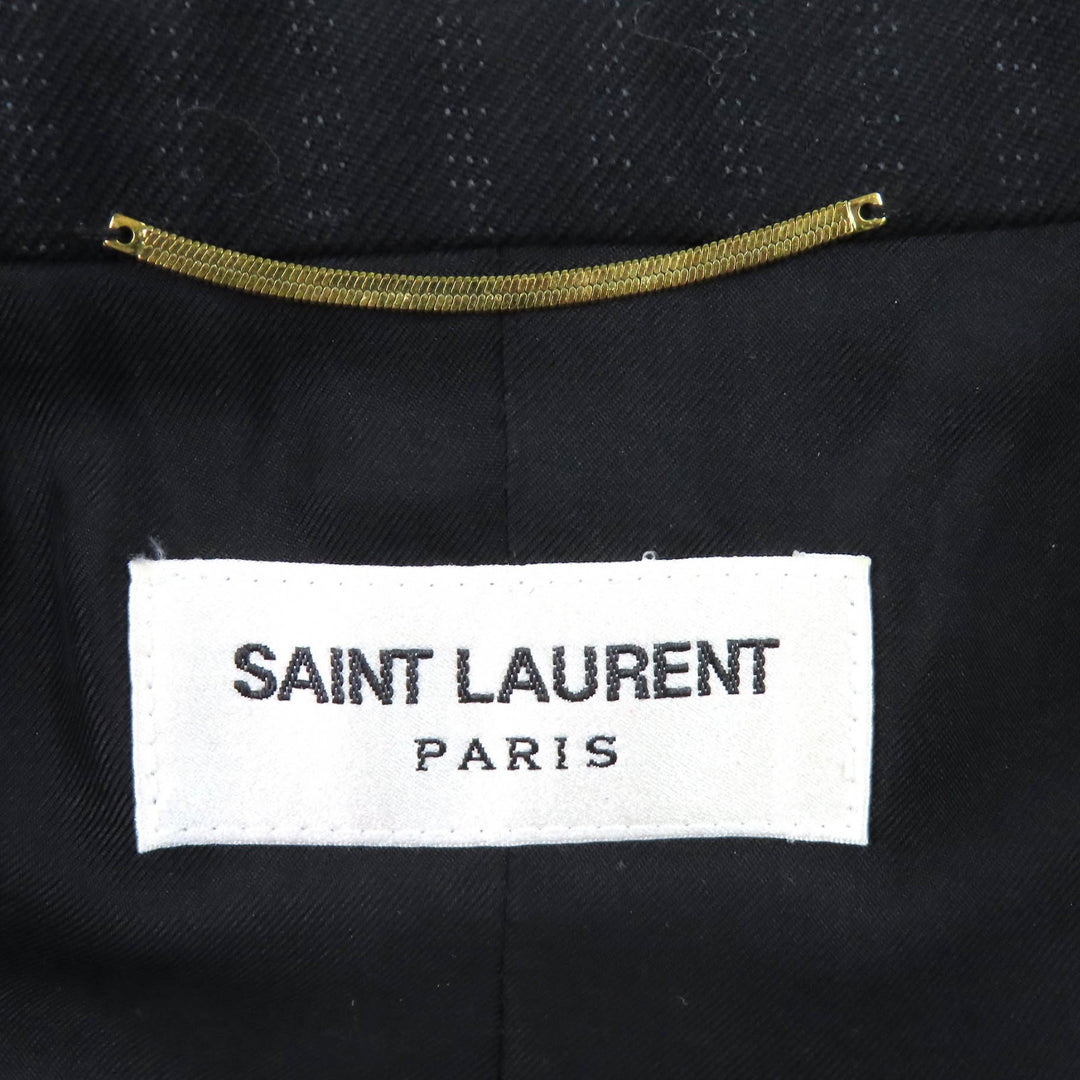 Excellent SAINT LAURENT PARIS Stripe Pattern Double-Breasted Jacket 34 632886