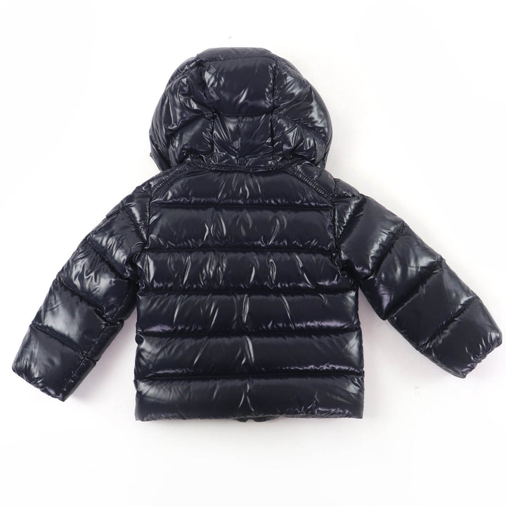 Pristine MONCLER Down jacket MAYA Logo patch and hood Navy Nylon Kids