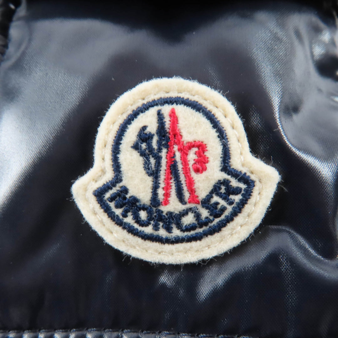 Pristine MONCLER Down jacket MAYA Logo patch and hood Navy Nylon Kids