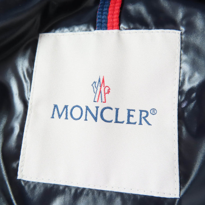 Pristine MONCLER Down jacket MAYA Logo patch and hood Navy Nylon Kids