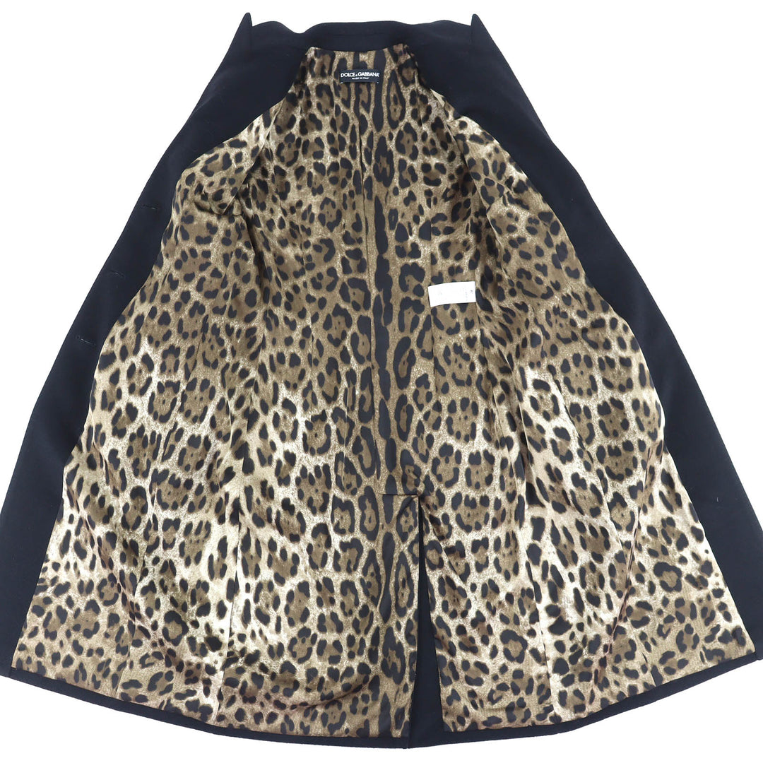 Excellent DOLCE&GABBANA Leopard print lining, peaked lapel long coat 42 F0Q41T