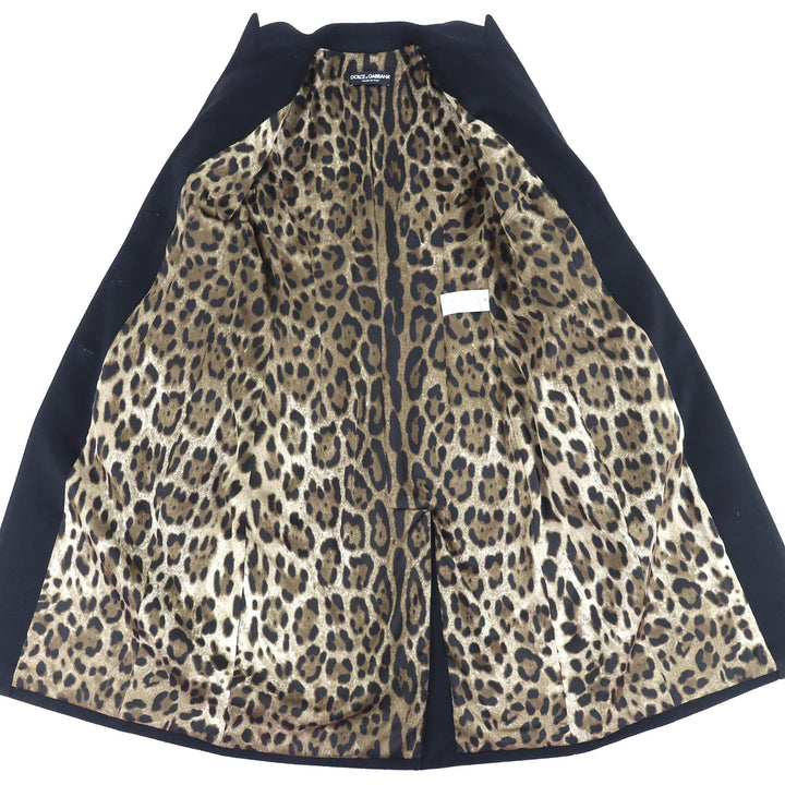 Excellent DOLCE&GABBANA Leopard print lining, peaked lapel long coat 42 F0Q41T