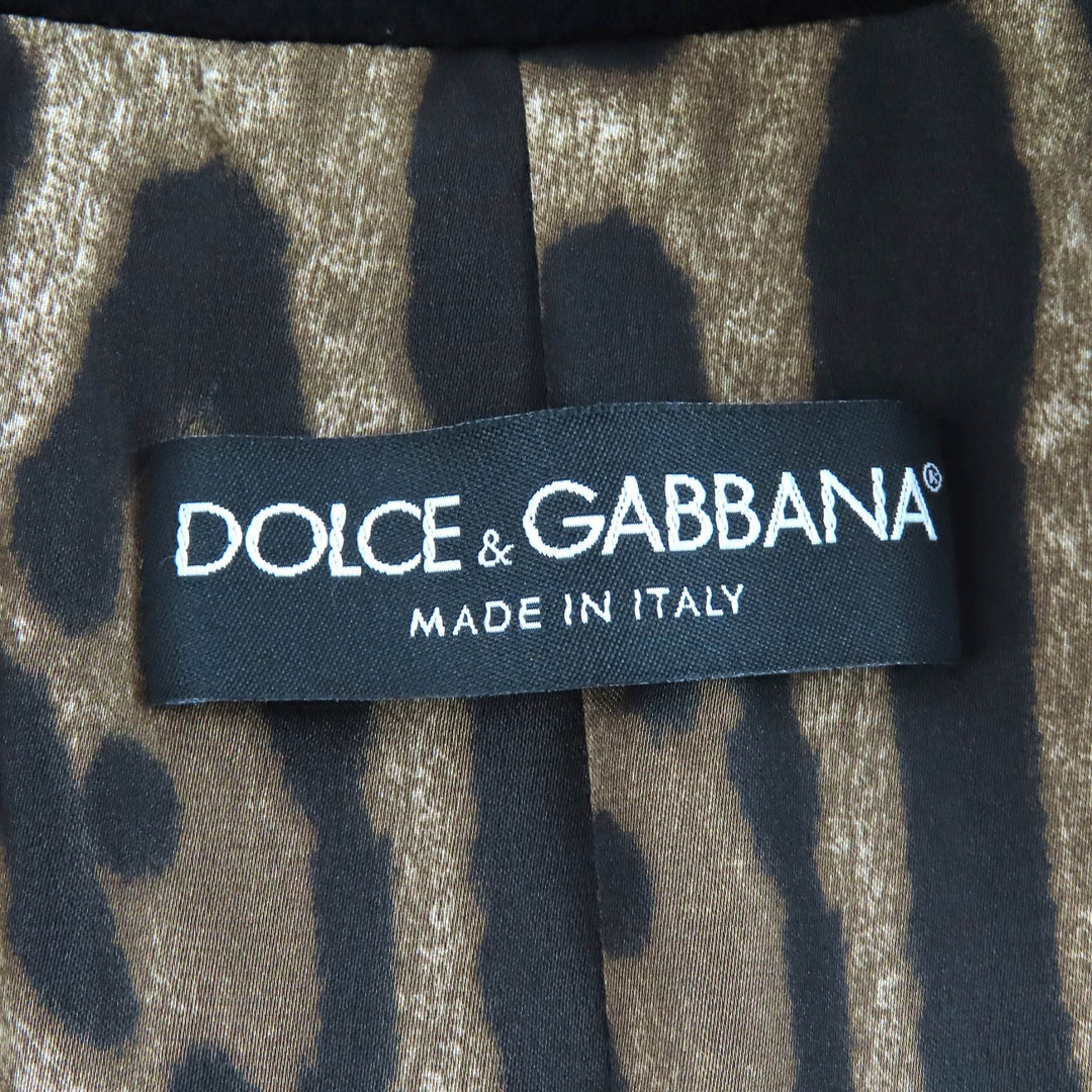 Excellent DOLCE&GABBANA Leopard print lining, peaked lapel long coat 42 F0Q41T