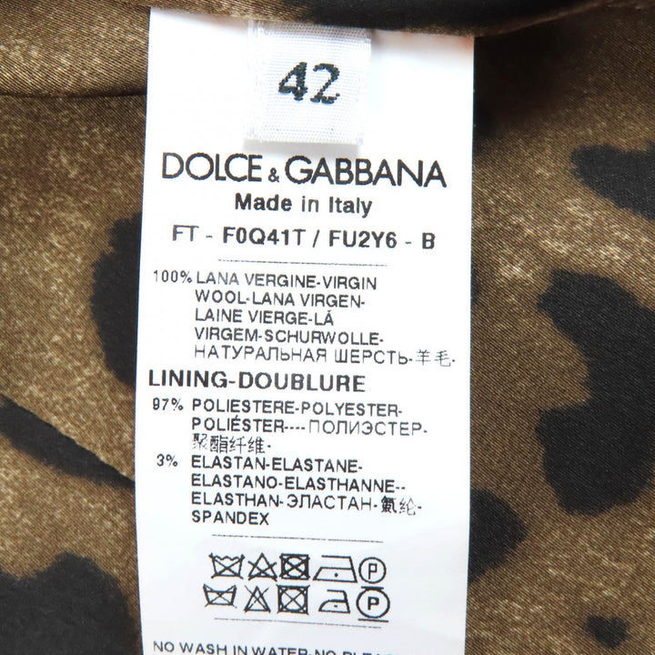 Excellent DOLCE&GABBANA Leopard print lining, peaked lapel long coat 42 F0Q41T
