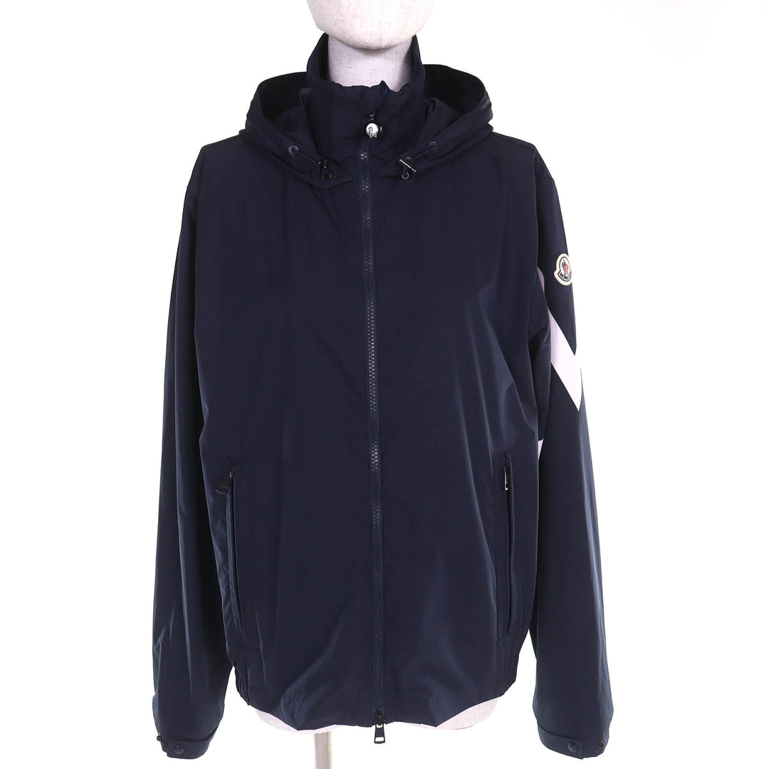 Great MONCLER Nylon jacket FETUQUE Logo patch zip hoodie Navy polyester mens