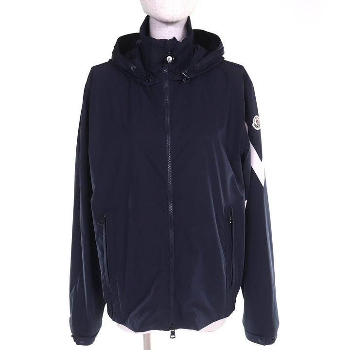Great MONCLER Nylon jacket FETUQUE Logo patch zip hoodie Navy polyester mens