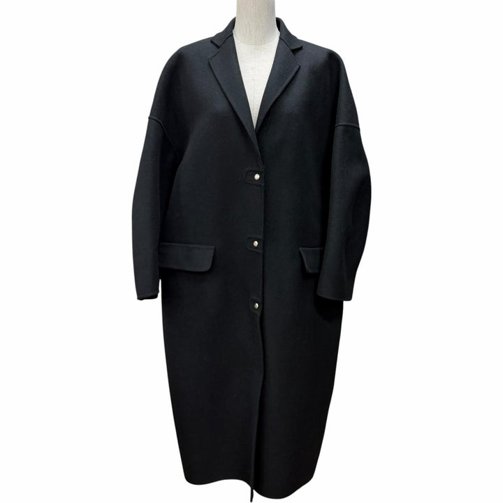 Excellent DRAWER coat Drop sleeves with logo buttons black wool 38 6525-299-0618