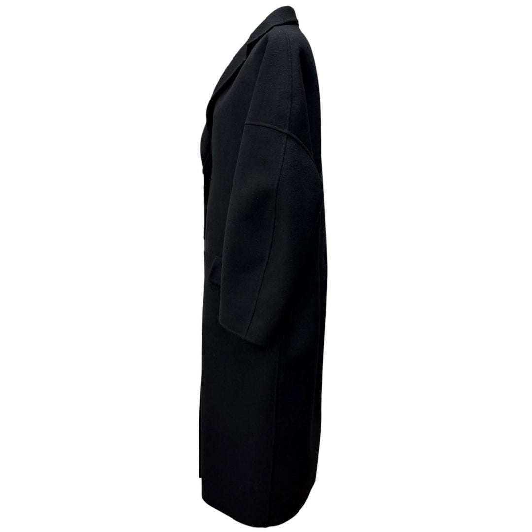 Excellent DRAWER coat Drop sleeves with logo buttons black wool 38 6525-299-0618