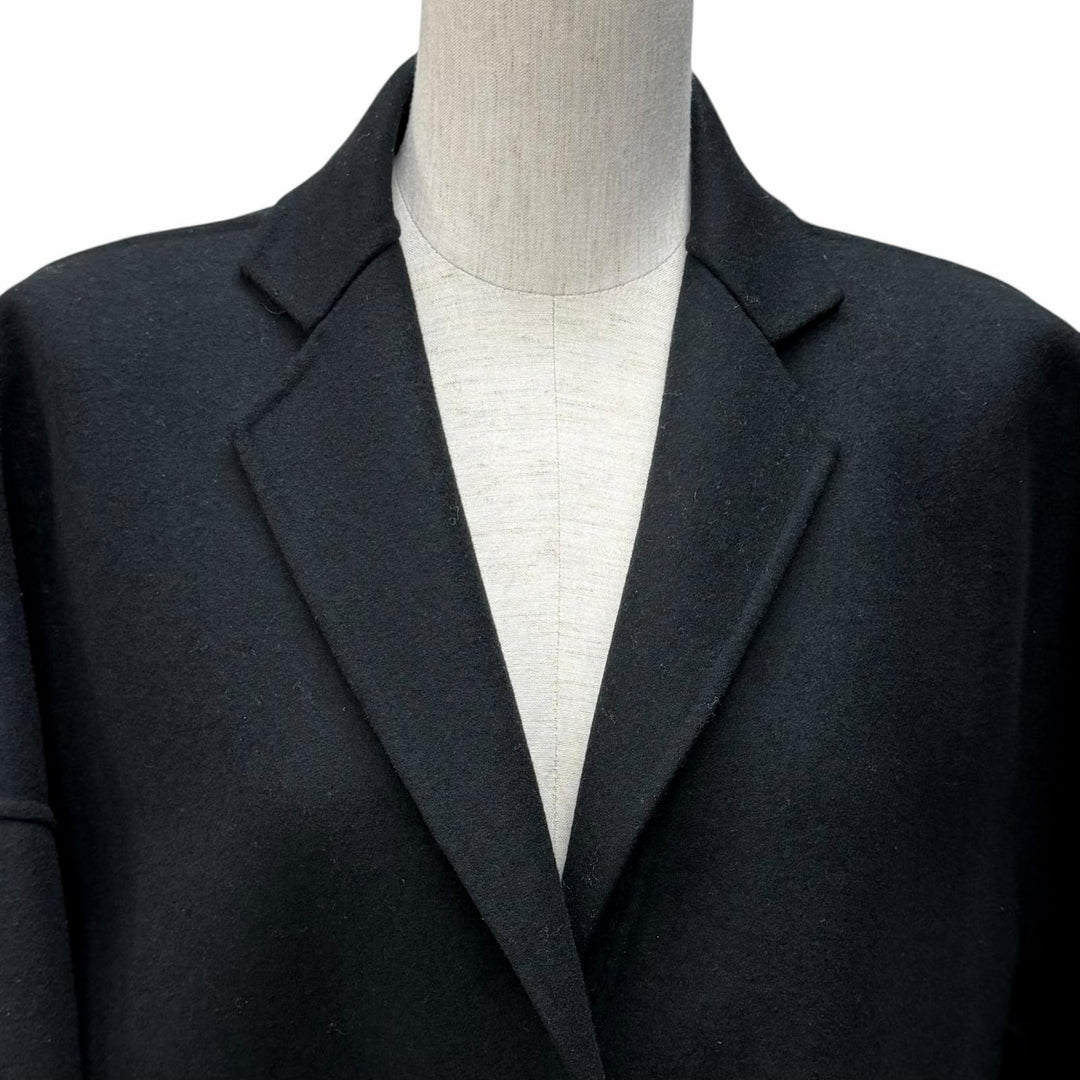 Excellent DRAWER coat Drop sleeves with logo buttons black wool 38 6525-299-0618