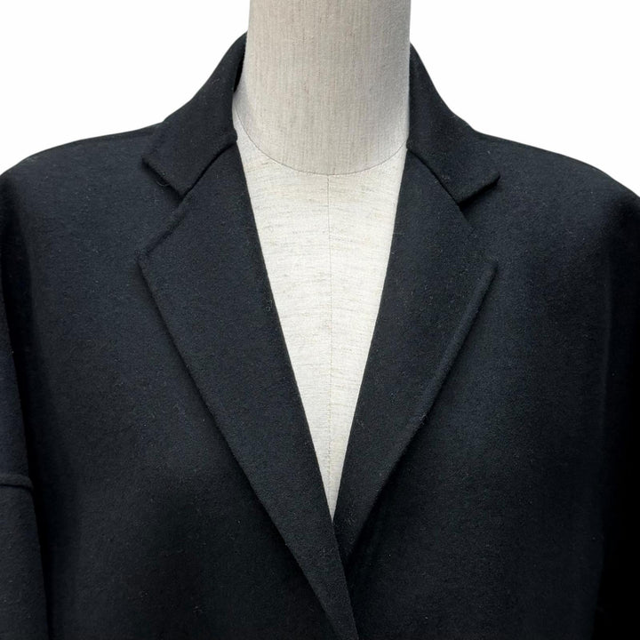 Excellent DRAWER coat Drop sleeves with logo buttons black wool 38 6525-299-0618