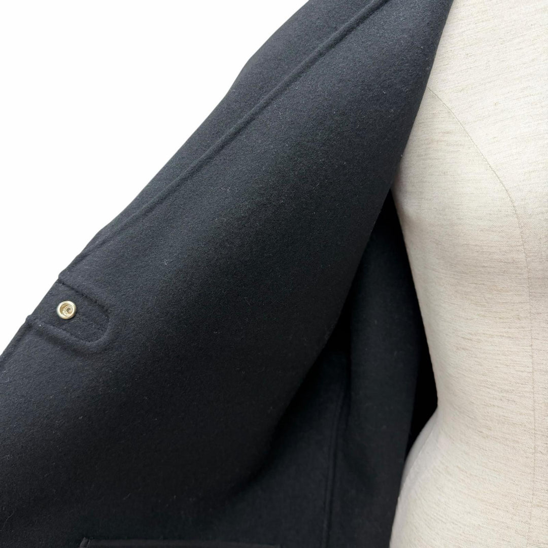 Excellent DRAWER coat Drop sleeves with logo buttons black wool 38 6525-299-0618