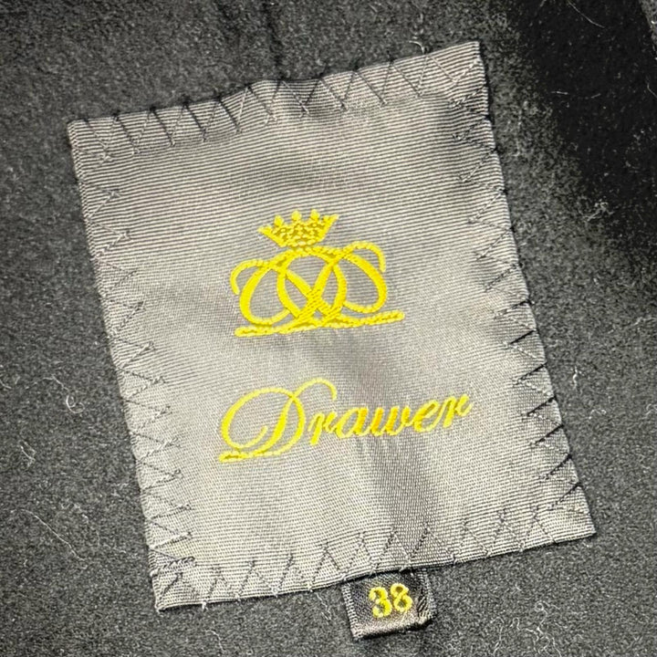 Excellent DRAWER coat Drop sleeves with logo buttons black wool 38 6525-299-0618