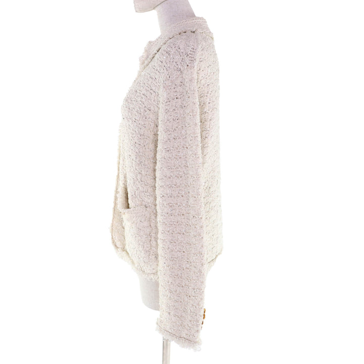 Excellent DRAWER Jacket Logo button 3G tweed sequin knit cotton 6522-199-0758