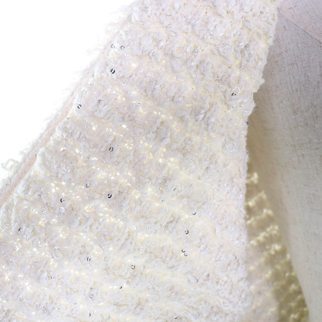 Excellent DRAWER Jacket Logo button 3G tweed sequin knit cotton 6522-199-0758