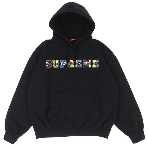 Discounted Great Supreme hoodie Collegiate Patchwork Leather Hooded Sweatshirt S FW23SW58