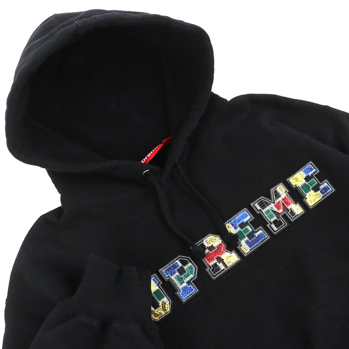 Discounted Great Supreme hoodie Collegiate Patchwork Leather Hooded Sweatshirt S FW23SW58