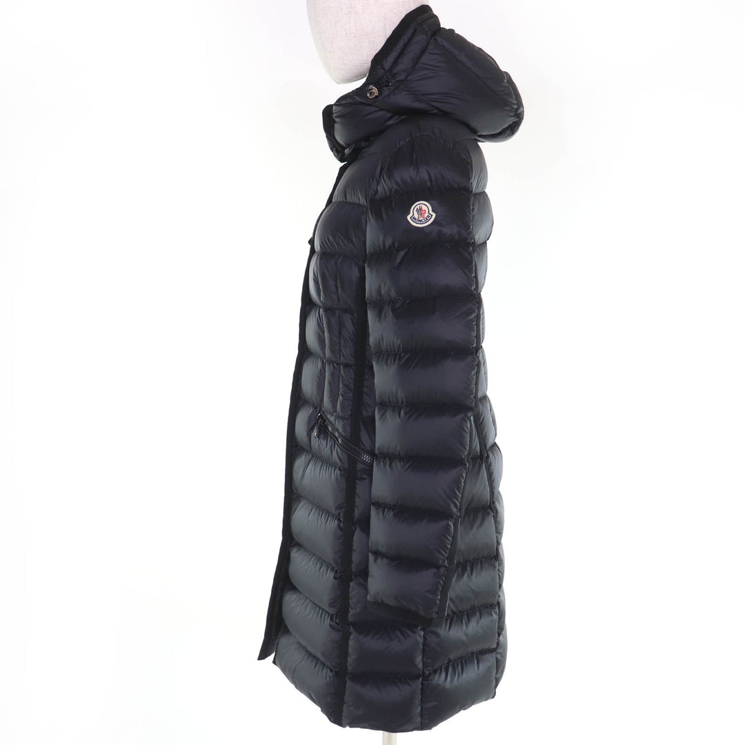 Great MONCLER down coat HERMINE Logo patch and hood black Nylon Women 2