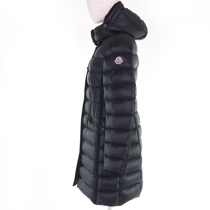 Great MONCLER down coat HERMINE Logo patch and hood black Nylon Women 2