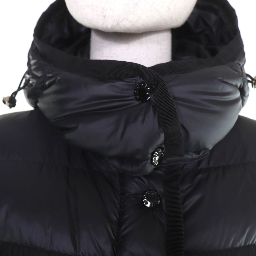 Great MONCLER down coat HERMINE Logo patch and hood black Nylon Women 2
