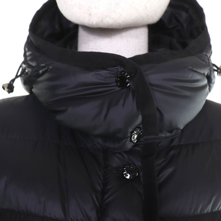 Great MONCLER down coat HERMINE Logo patch and hood black Nylon Women 2