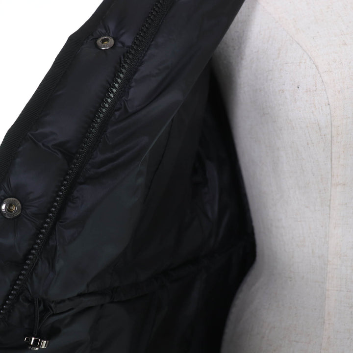 Great MONCLER down coat HERMINE Logo patch and hood black Nylon Women 2