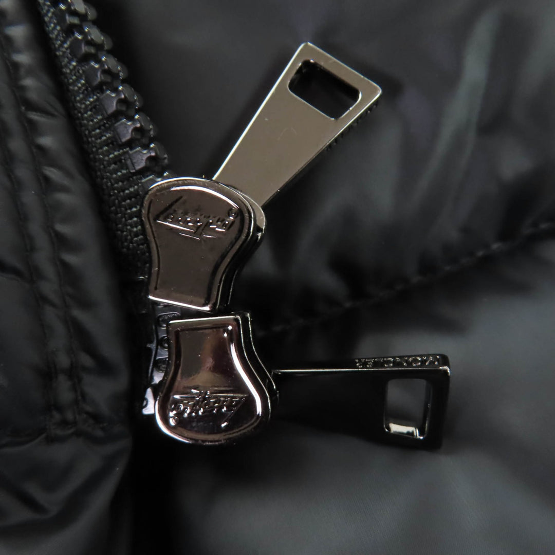 Great MONCLER down coat HERMINE Logo patch and hood black Nylon Women 2