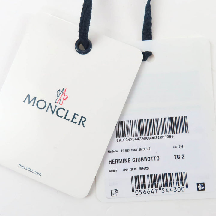 Great MONCLER down coat HERMINE Logo patch and hood black Nylon Women 2
