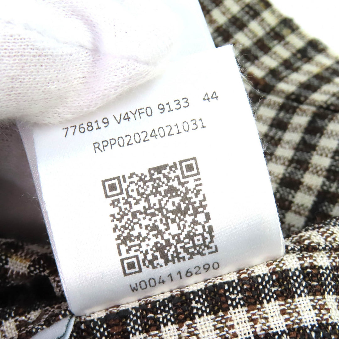 Excellent BOTTEGAVENETA Short sleeve shirt Check Pattern Open Collar 44 776819