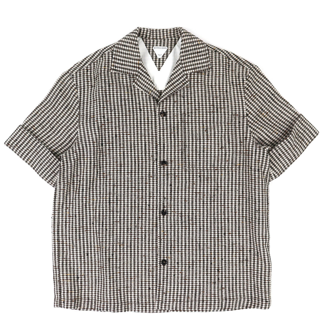 Excellent BOTTEGAVENETA Short sleeve shirt Check Pattern Open Collar 44 776819