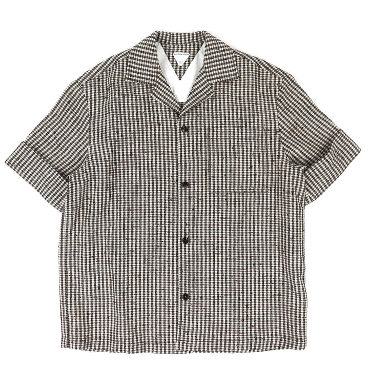 Excellent BOTTEGAVENETA Short sleeve shirt Check Pattern Open Collar 44 776819