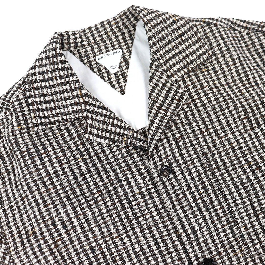 Excellent BOTTEGAVENETA Short sleeve shirt Check Pattern Open Collar 44 776819