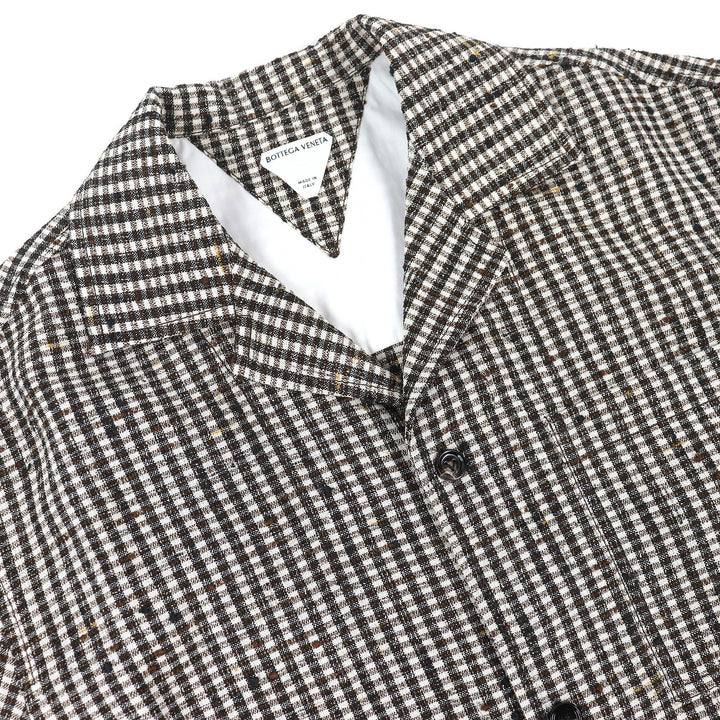 Excellent BOTTEGAVENETA Short sleeve shirt Check Pattern Open Collar 44 776819