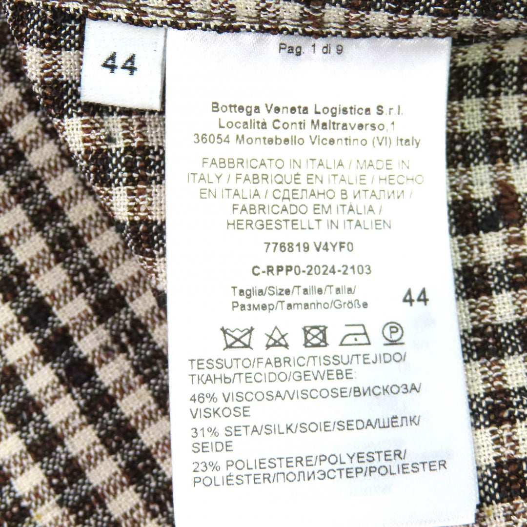 Excellent BOTTEGAVENETA Short sleeve shirt Check Pattern Open Collar 44 776819