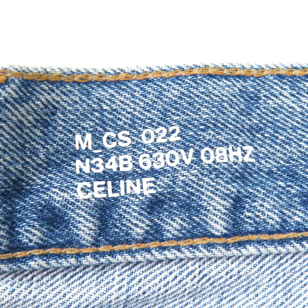 Excellent CELINE Horizon Wash Denim Wesley Shorts Low-rise 33 N34B 630V 08HZ